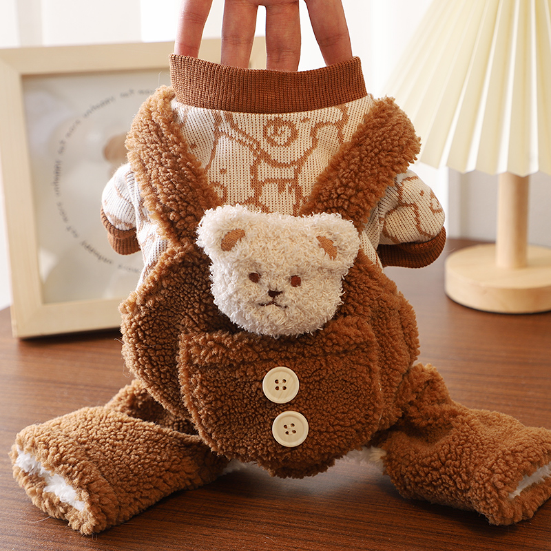 冬款口袋纽扣小熊小棉衣