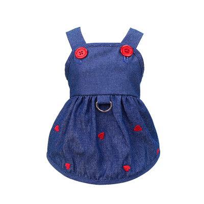 狗衣服夏季薄款扣子可牵引牛仔