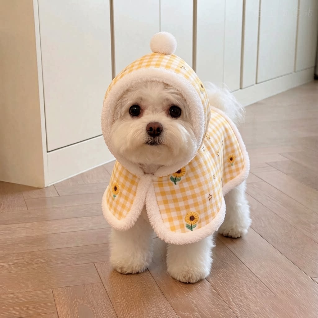 狗狗衣服斗篷披风保暖加厚冬季小型犬比熊卡通睡袍可披可盖雪纳瑞