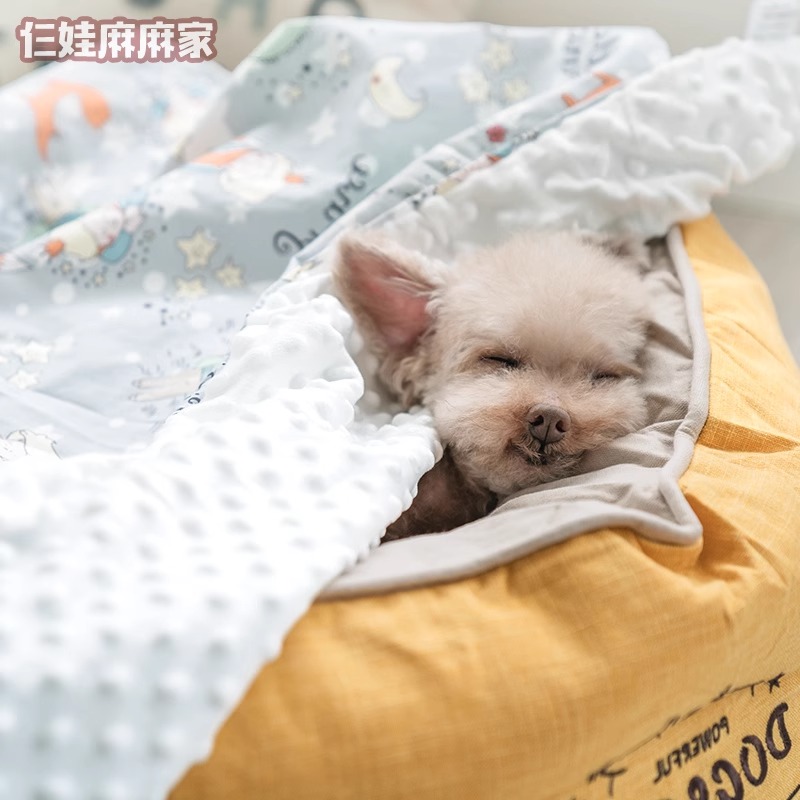 狗狗毛毯睡觉被子冬加厚小狗毯子豆豆绒冬天盖毯幼犬比熊宠物用品