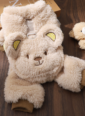 狗狗衣服泰迪幼犬冬季可牵引保暖加绒四腿棉服宠物冬天加厚绒冬装