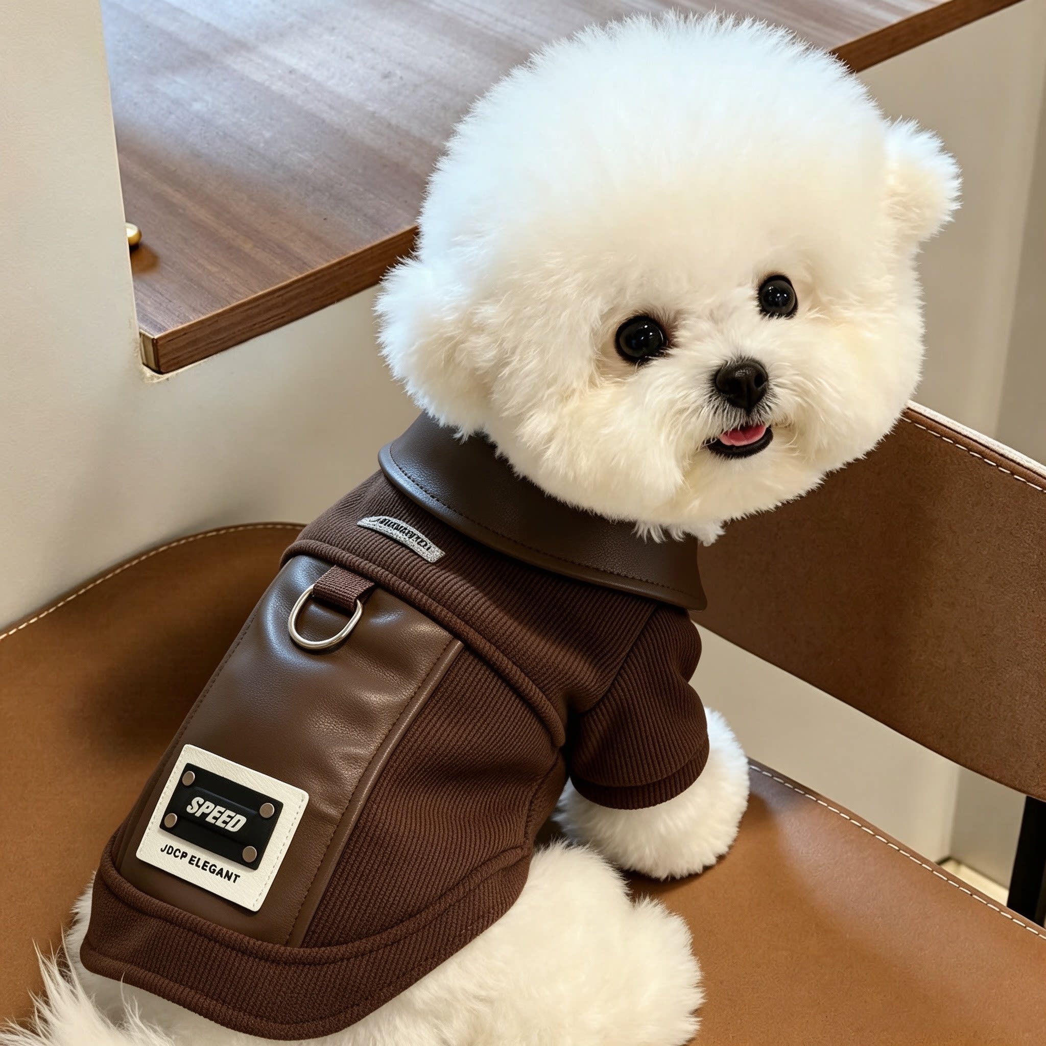 狗狗衣服时尚潮流机车背心秋冬加绒保暖防风小型犬雪纳瑞宠物服装