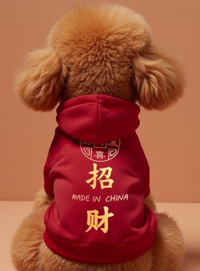 狗狗新年衣服冬天红色喜庆拜年可牵引保暖加厚外套过年博美西高地