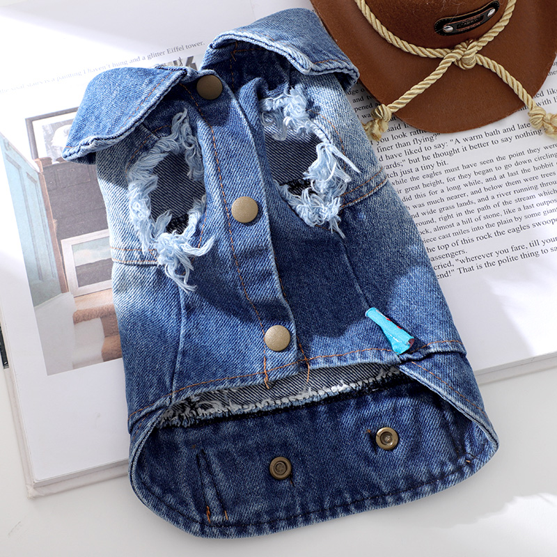 狗狗秋季新款衣服幼犬小型犬博美泰迪秋天保暖高颜值可牵引牛仔衣