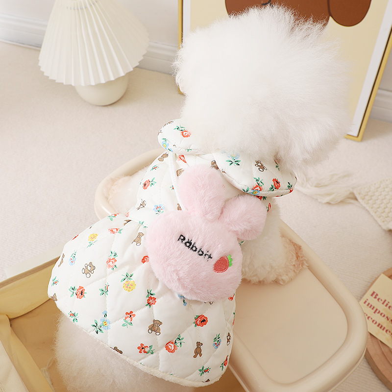 可爱毛绒兔公主棉裙贵宾