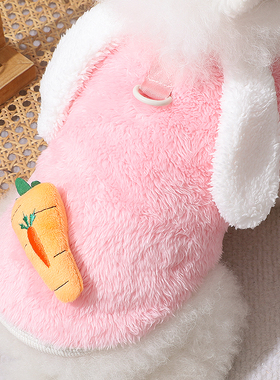 狗衣服带牵引扣比熊小型犬冬天保暖背心博美高颜值兔耳朵两脚冬装