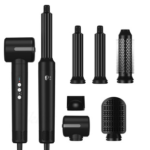 跨境新品热风梳懒人七合一高速吹风机卷发棒干发电吹风梳家用