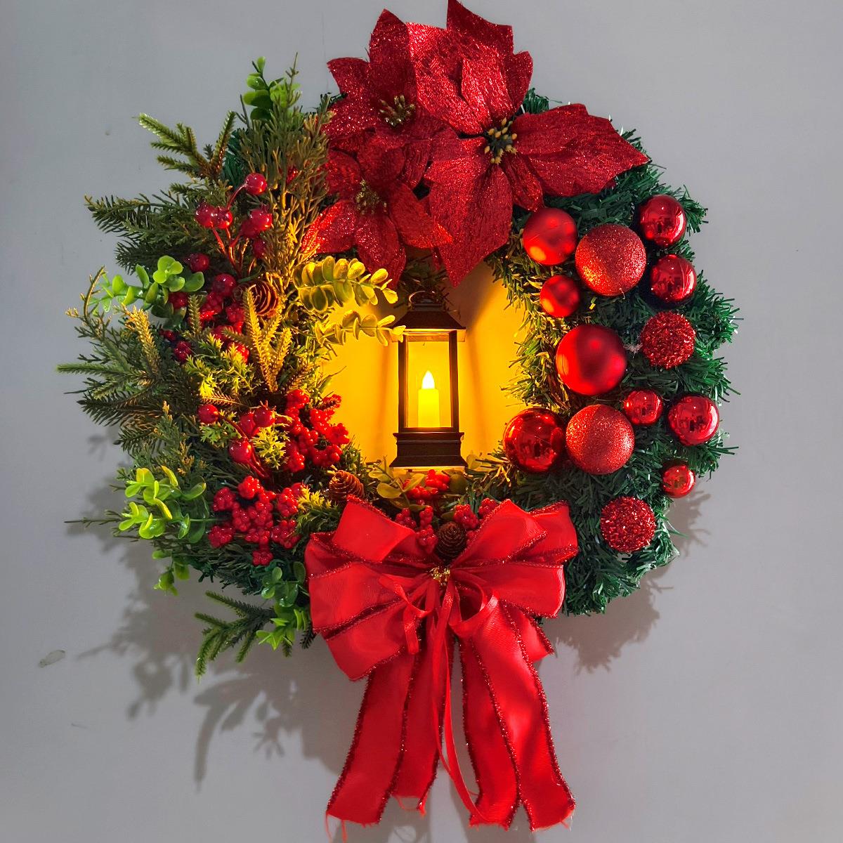 Christmas wind lanterns, flower garlands door window门挂