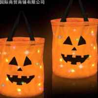 Halloween LED Glowing Pumpkin Candy Bag 发光南瓜手提糖果袋 thumbnail 2