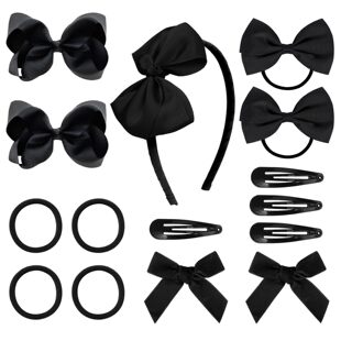 Clips 儿童罗纹蝴蝶结发夹甜美可爱发饰百搭发卡配饰 Hair 15pcs