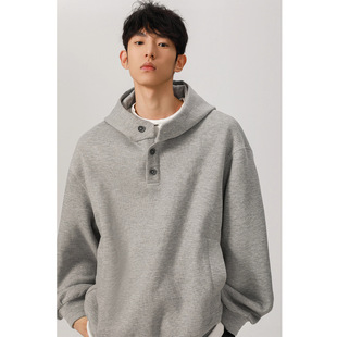 450g Boxy Hoodie 450g重磅短款卫衣男生春秋美式宽松纽扣连帽外
