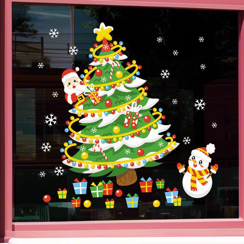Christmas Decorations Colorful  Tree Glass Stickers玻璃贴