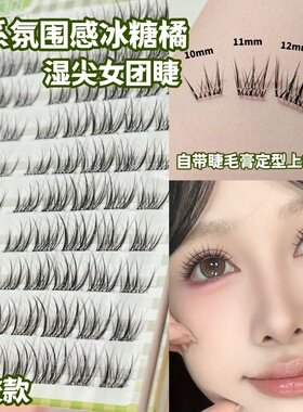 JECO免胶水韩系冰糖橘湿尖女团假睫毛书韩式浓密上镜眼睫毛胶水款