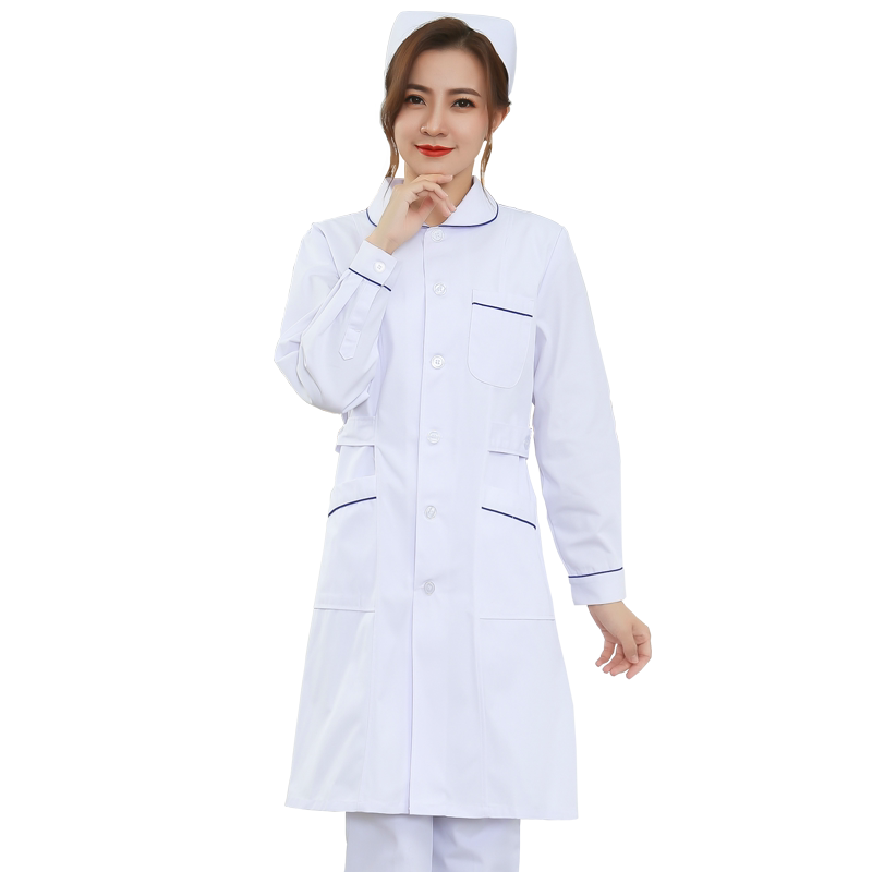 护士服长袖加蓝边药店美容师工服