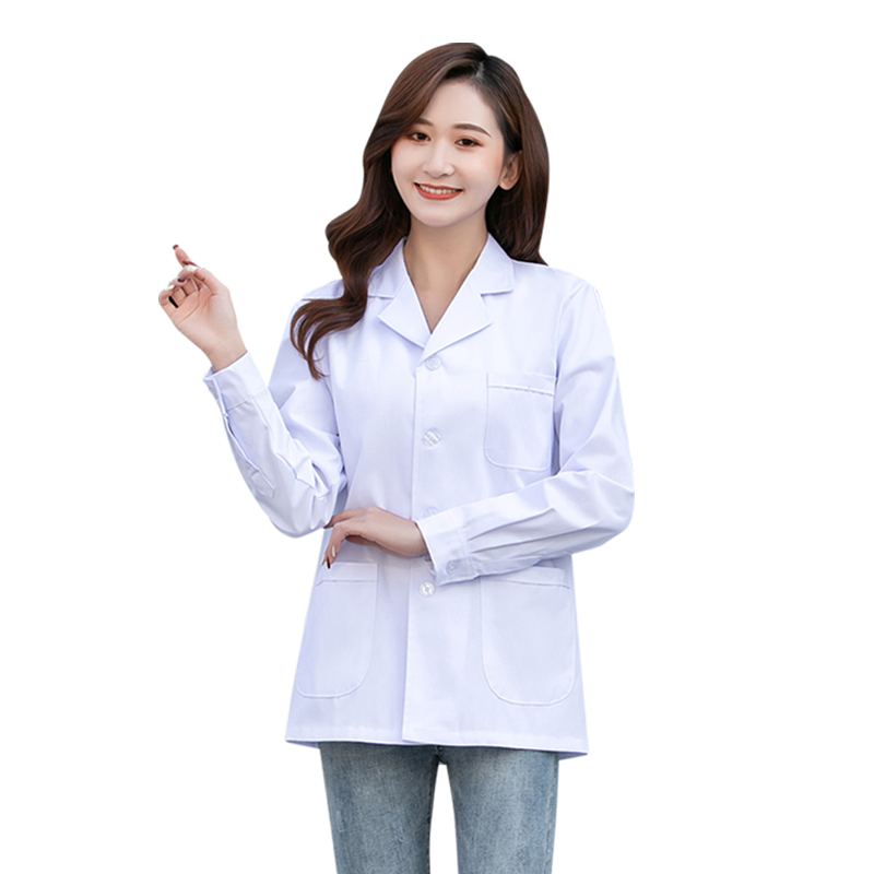 白大褂短款医生服半短衣长袖护士服半身短款小褂白色蓝色女医师服
