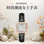 诗高迪新款 女ins腕表 韩版 时尚 进口机芯方形绿色皮带镶钻潮流个性
