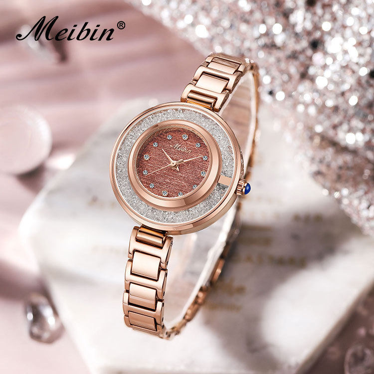 美宾品牌新品女腕表时尚潮流石英手表防水腕表高级防水饰品腕表