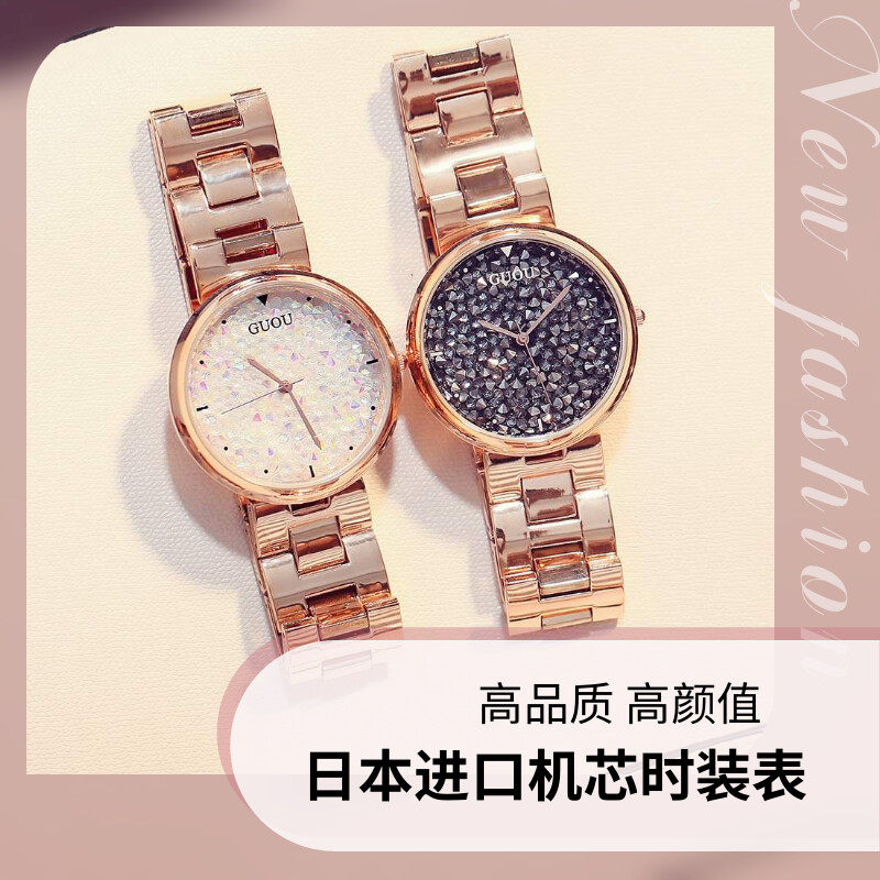 钻石面时尚欧美无刻度女士手表