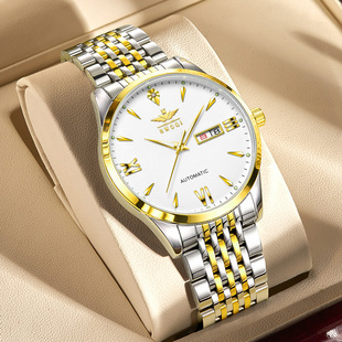 BWOQI/贝沃奇品牌防水双日历夜光全自动透底机械表手表潮男表腕表