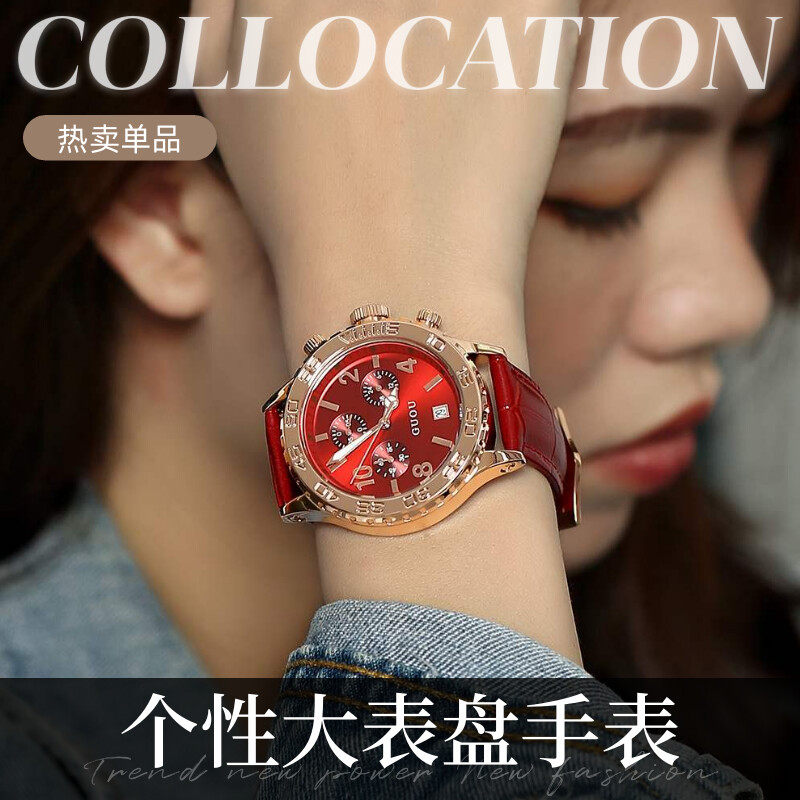 古欧进口机芯个性大表盘复古港风时尚中性男女韩版商务休闲手表