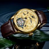 时尚 伊索陀飞轮手动机械表男浮雕生肖猪韩版 轻奢个性 腕表厂家直销