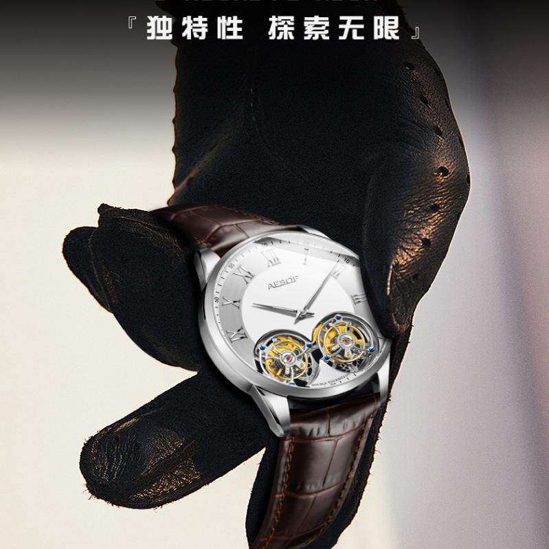 镂空双陀飞轮机芯手动机械表