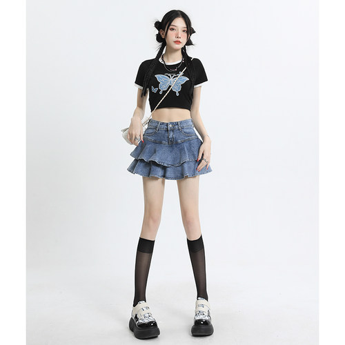 短裙荷叶边裙辣妹A字裙