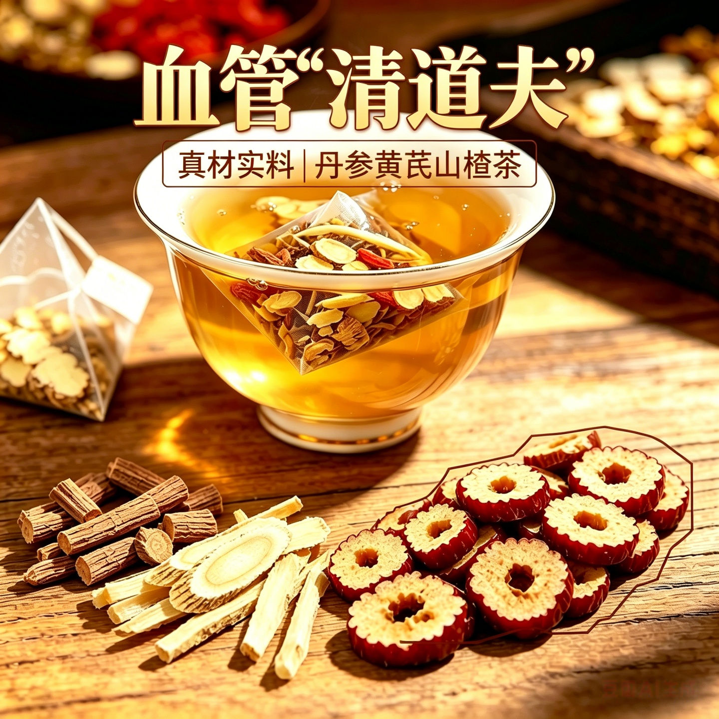 南京同仁堂山楂黄芪丹参三通茶独立包装养生茶熬夜中老血年管心茶