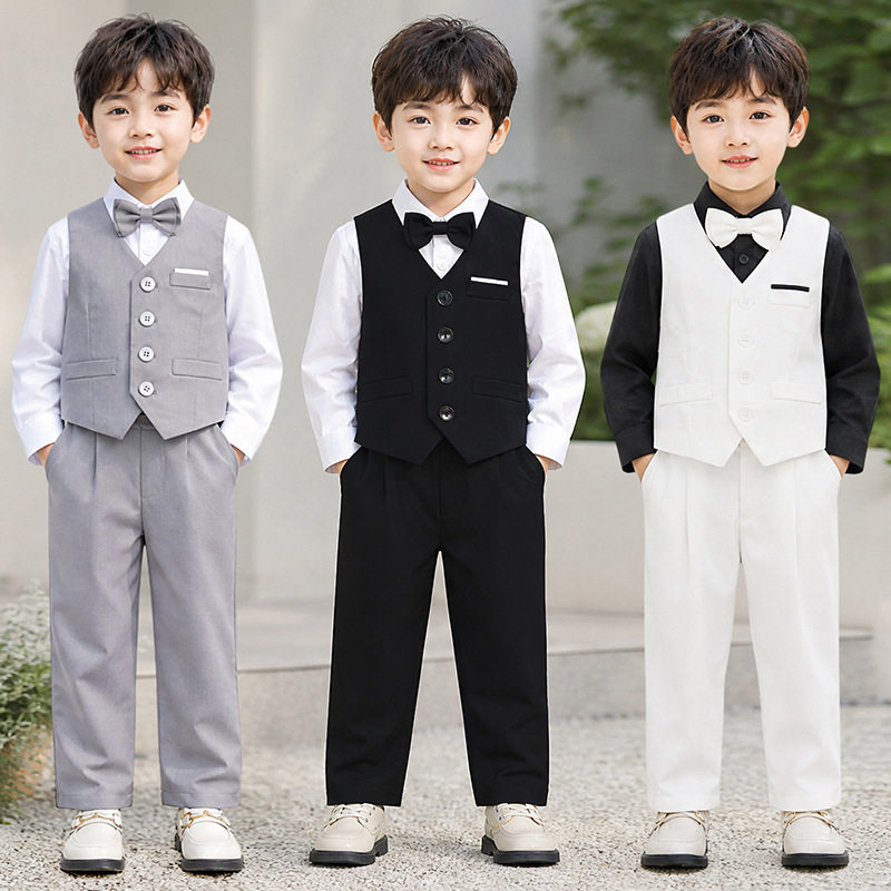 男童西装礼服英伦风绅士马甲套装秋款儿童钢琴主持演出服