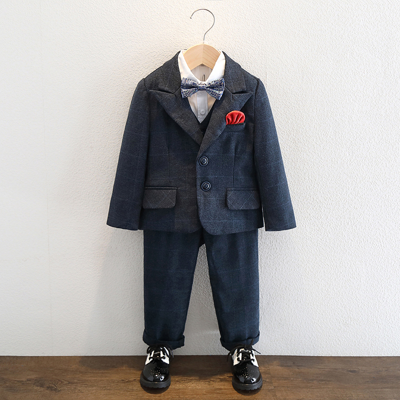 儿童西装套装秋冬男童主持人礼服钢琴演出服男孩花童西服外套英伦