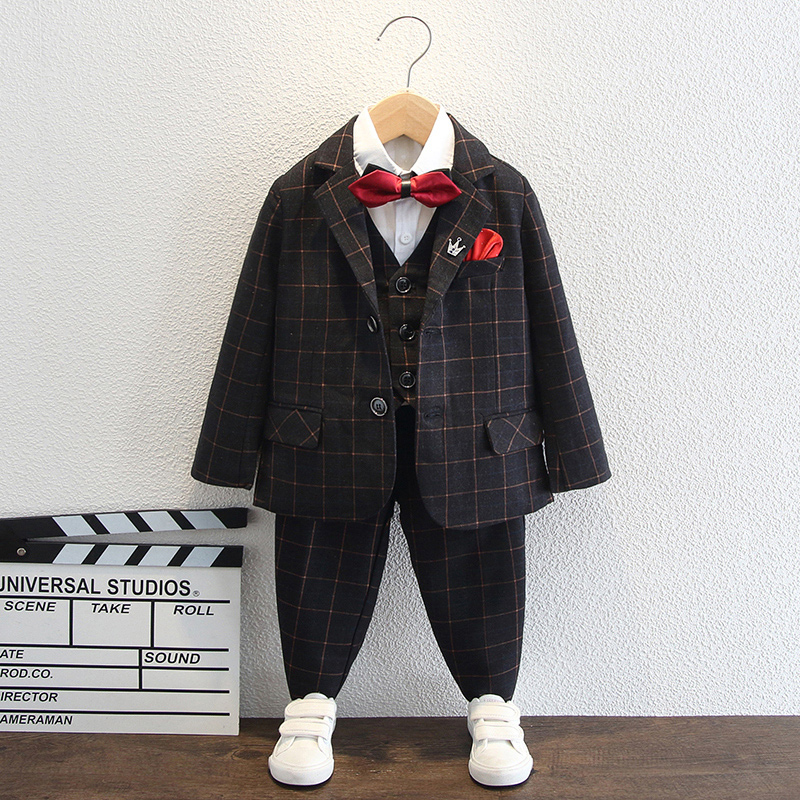 儿童西装套装男童花童礼服钢琴演出服中大童帅气小孩西服外套秋冬