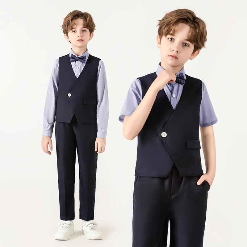 帅气男童礼服套装英伦风儿童主持人走秀演出服夏季花童服装小西装