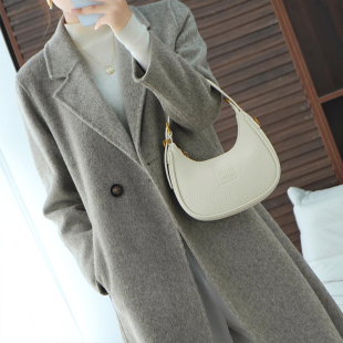 双面羊绒大衣女长款过膝2025年新款羊毛两粒扣双面呢西装毛呢外套