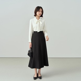 面試裙子西裝 黑色a字長裙女春秋正裝 傘裙職業(yè)襯衫 半裙套裝 半身裙
