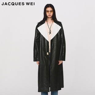 JACQUES 设计师官方店2024SS春夏墨绿皮革风衣 WEI