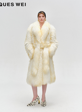 JACQUES WEI 设计师官方店2024AW秋冬新款浮光跃金长毛皮草大衣女