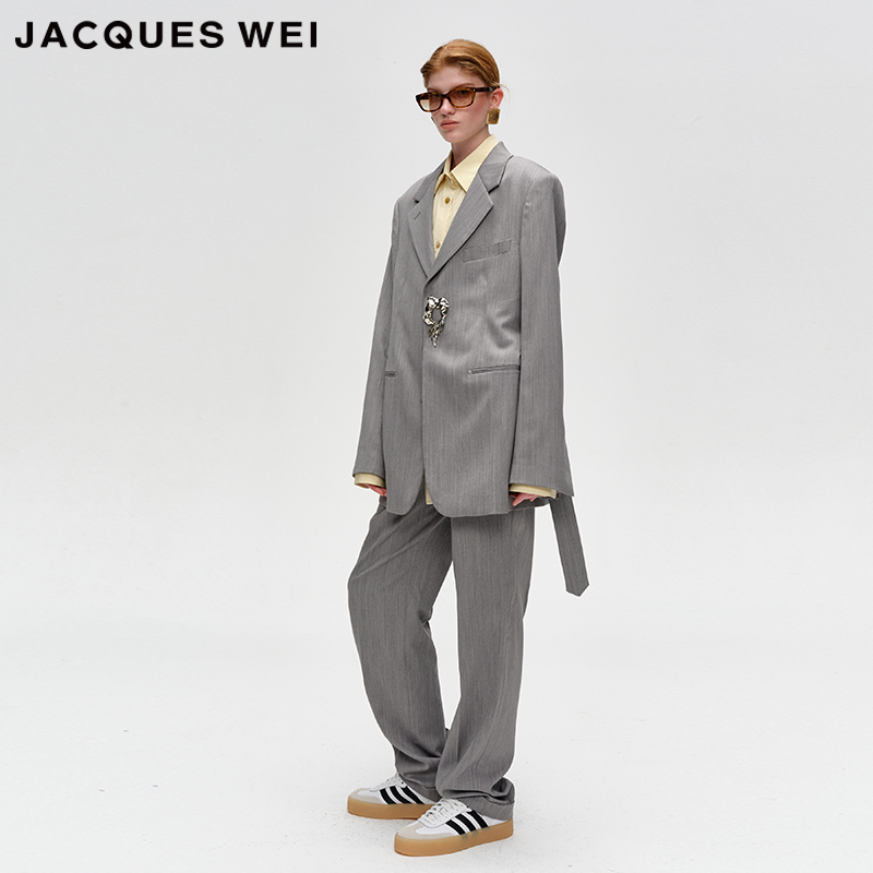 JACQUESWEI灰色羊毛西装外套