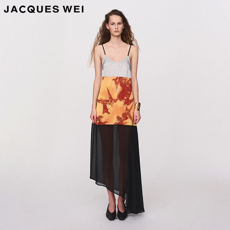 JACQUESWEI春夏印花拼接连衣裙