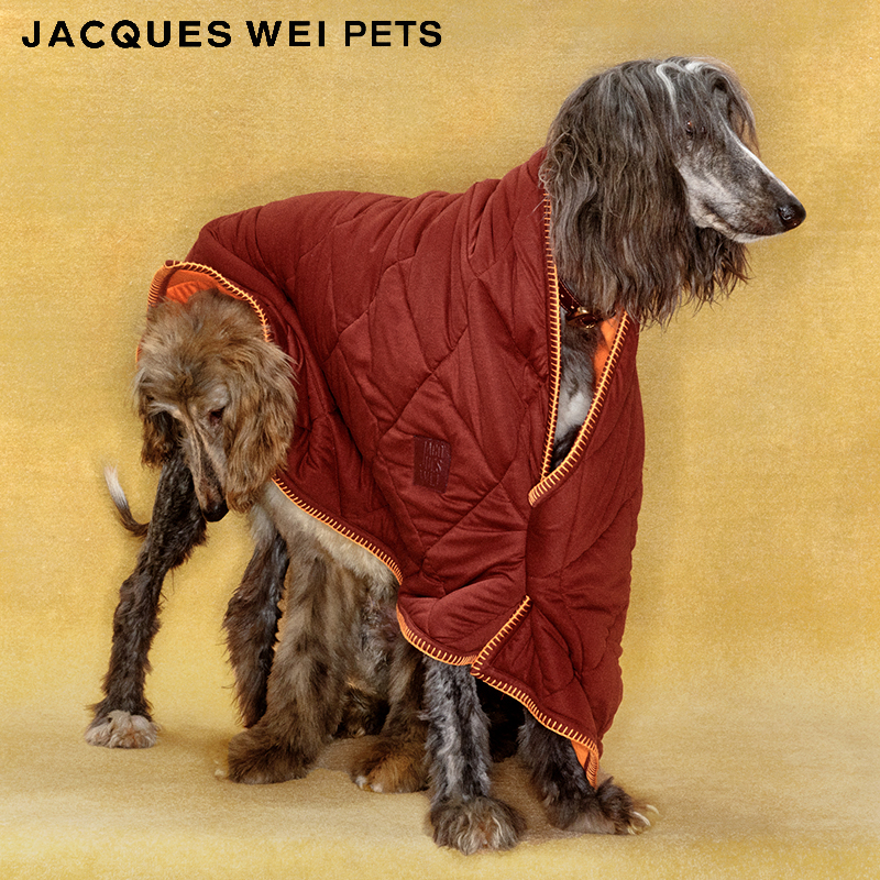 jacques wei pets设计师官方店2023aw宠物菱形格绗缝毯子拼色