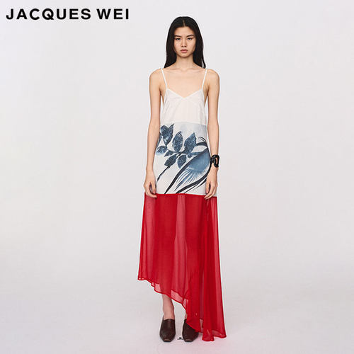JACQUESWEI春夏吊带印花连衣裙