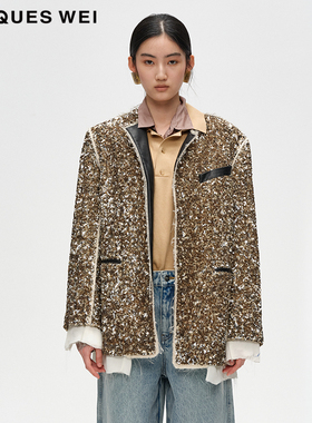 【那英同款】JACQUES WEI设计师2024AW金色亮片重工西装外套