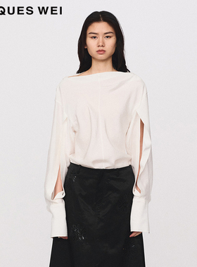 JACQUES WEI 设计师官方店2024SS春夏新款 白色醋酸长袖