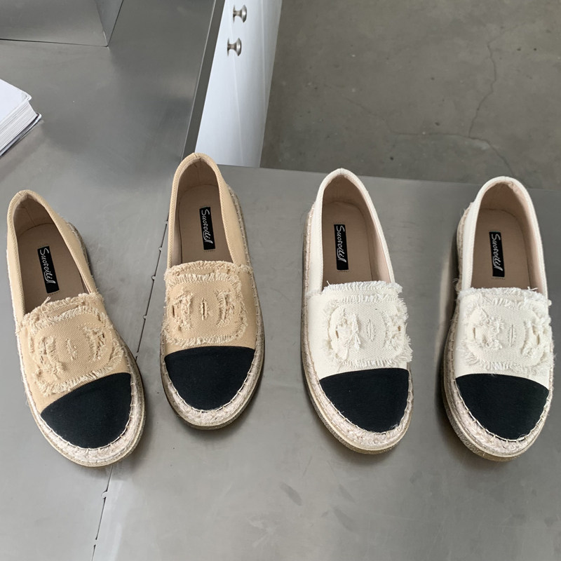 小香风渔夫鞋女厚底2024春季新款平底帆布鞋懒人草编一脚蹬乐福鞋,女鞋,渔夫鞋,淘宝优惠券,粉丝福利购,淘宝优惠卷