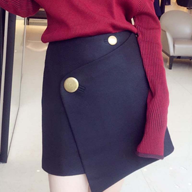 阿瑪施旗舰店官网2020秋冬新款不规则羊毛呢半身裙女装A字短裙子