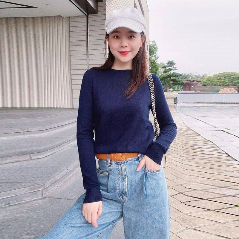 阿瑪施女装旗舰店官网2020秋新款气质羊绒毛衣百搭纯色针织打底衫