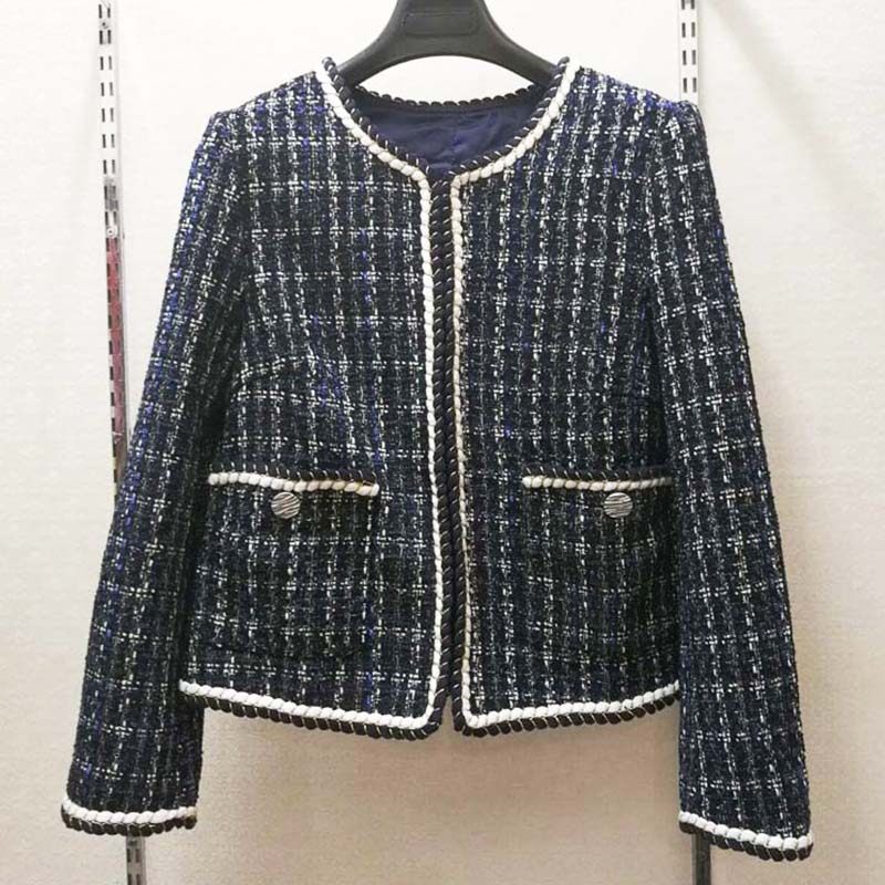 阿瑪施旗舰店官网2020秋新款气质圆领粗花呢小香风短外套女装上衣