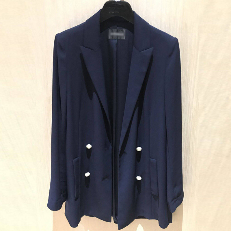 阿瑪施旗舰店官网2020秋新款气质百搭双排扣职业西装外套女装上衣