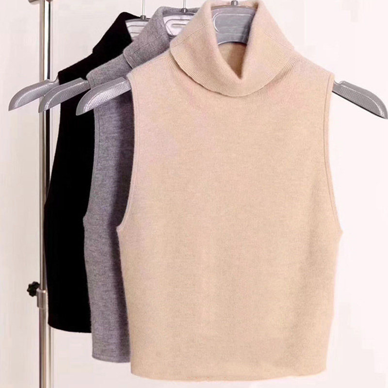 阿瑪施旗舰店官网2020秋冬新款修身高领无袖羊绒打底针织背心女装