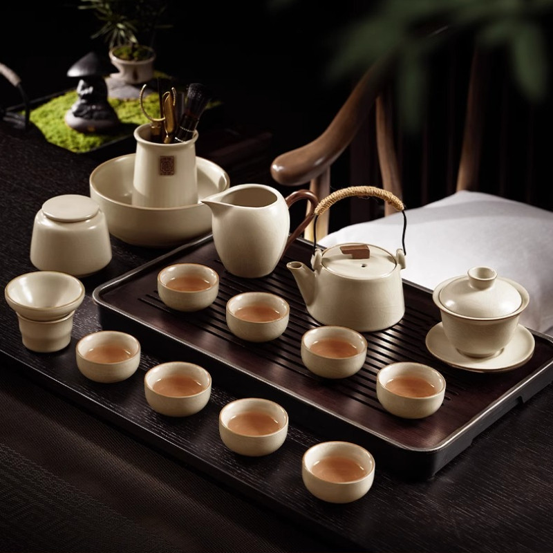 芬阳茶具套组家用2023新款汝窑茶杯茶壶盖碗泡茶具功夫茶具大套装