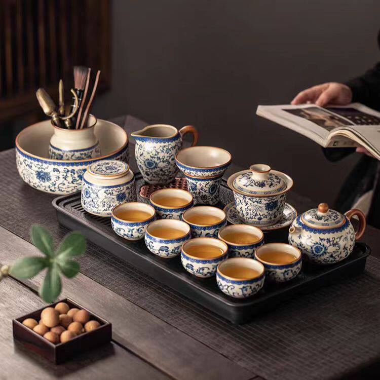 芬阳青花汝窑功夫茶具套组送礼家用轻奢高档高端茶壶茶杯2025新款
